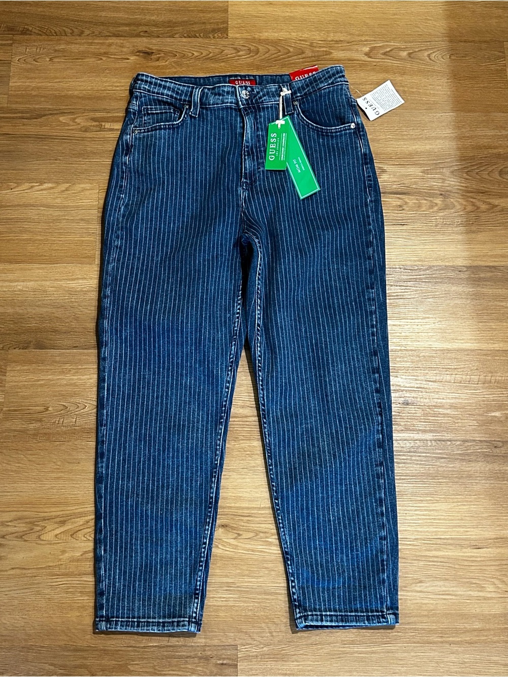 GUESS Women’s Straight Leg Jeans Size 8 / 29 Dark Blue Pinstripe Denim